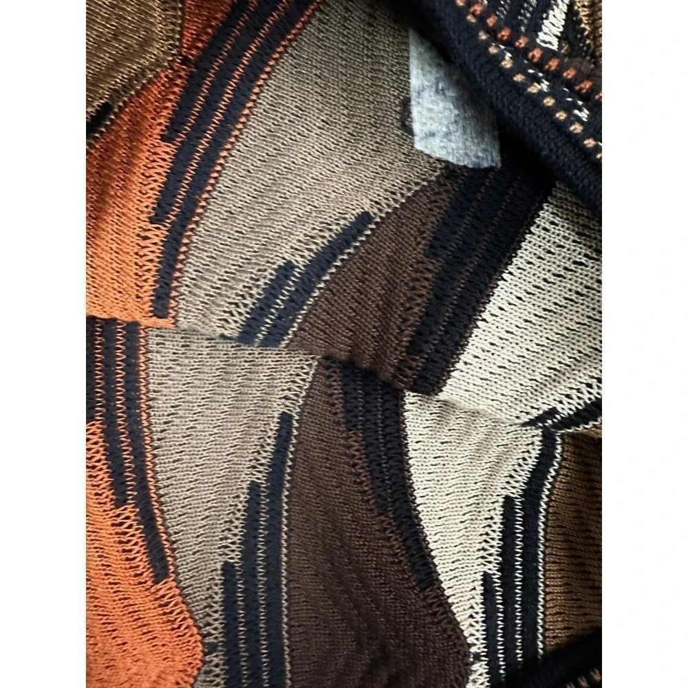 1990s vtg TUNDRA 3D KNIT COTTON SWEATER M Coogi Canada Biggie 90s Hip Hop Brown